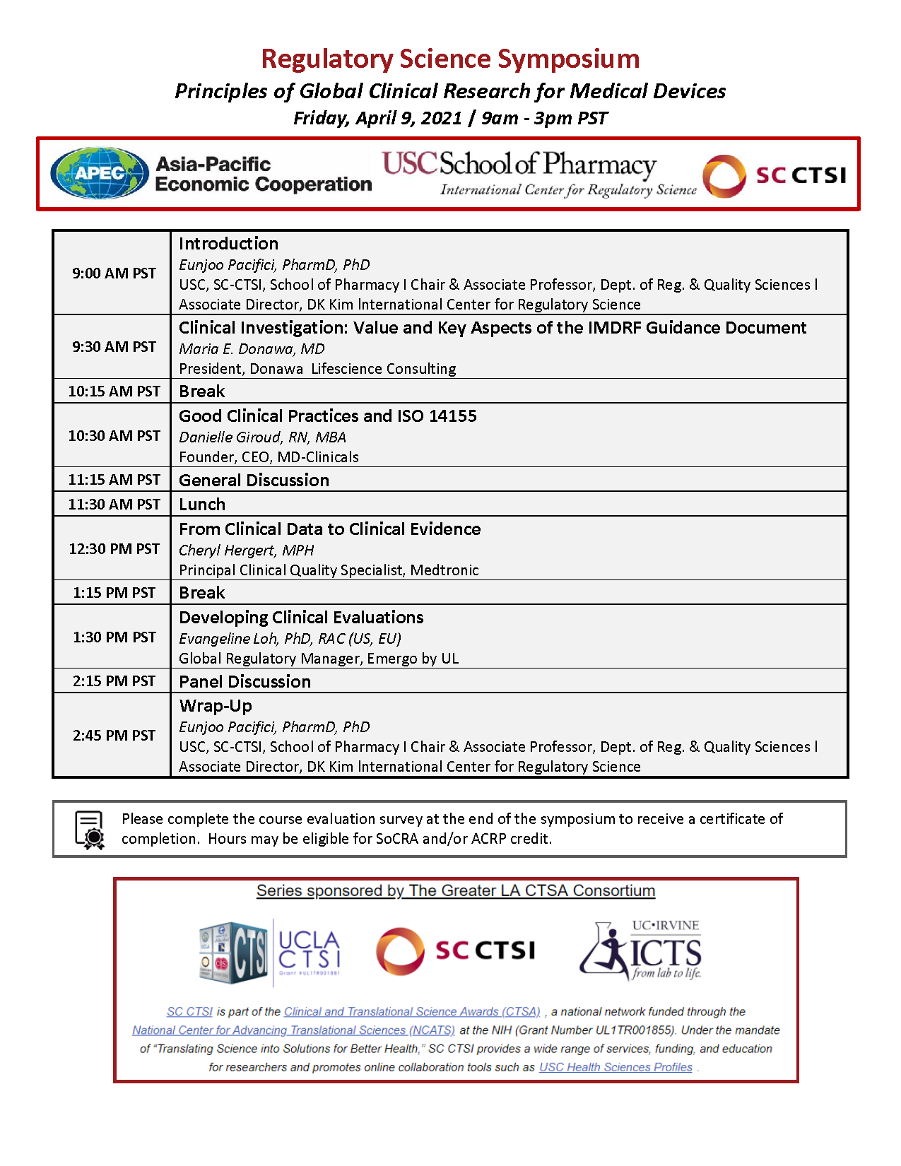 Agenda Principles of Global Clinical Research for Medical Devices
